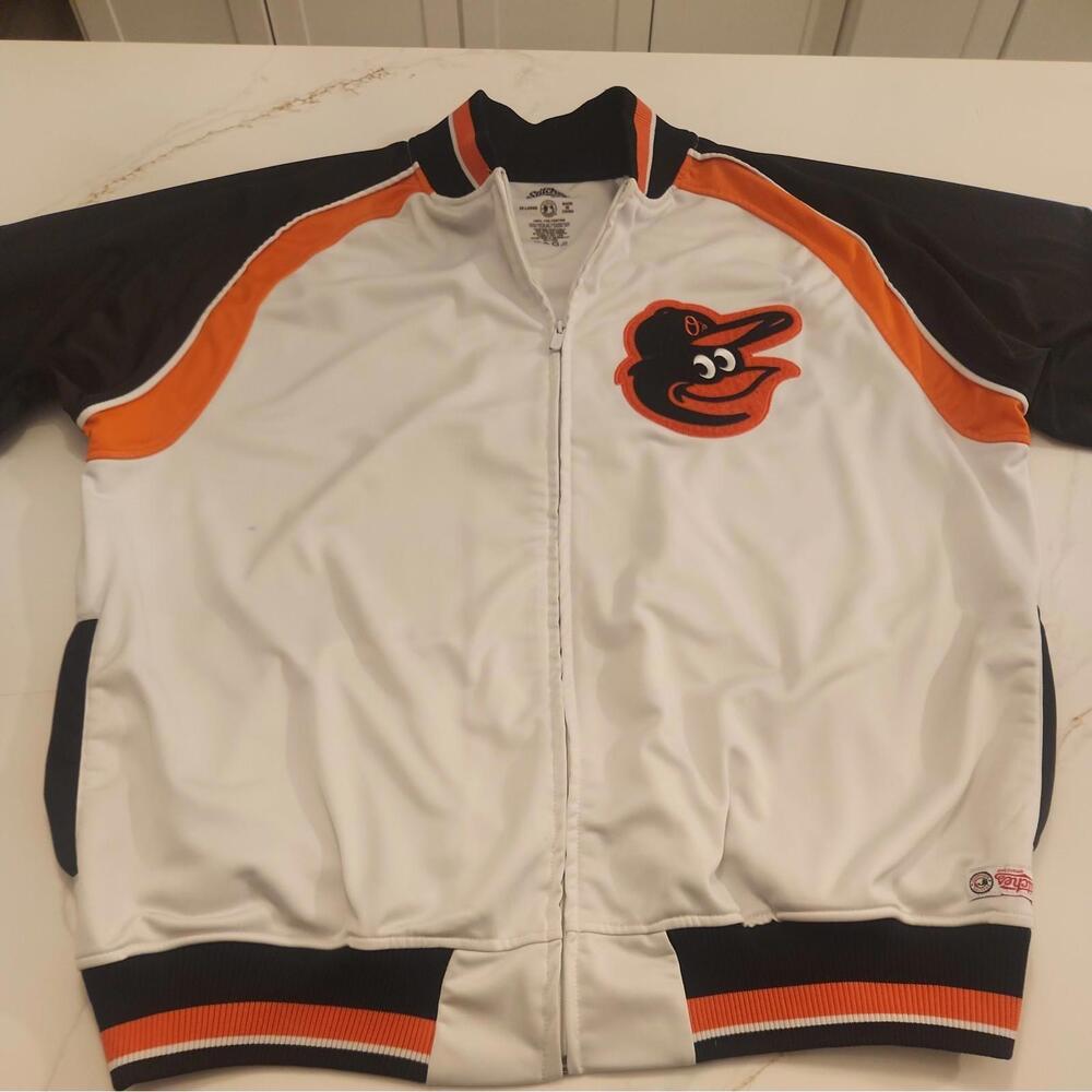 Stitches Baltimore Orioles Baseball MLB Men's Zip Up Jacket Size 2XL Grey Orange